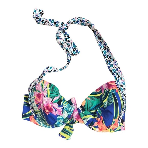 Tommy Bahama Orchid Grove Underwire Molded Cup Halter Bikini Top NWOT - Picture 2 of 6